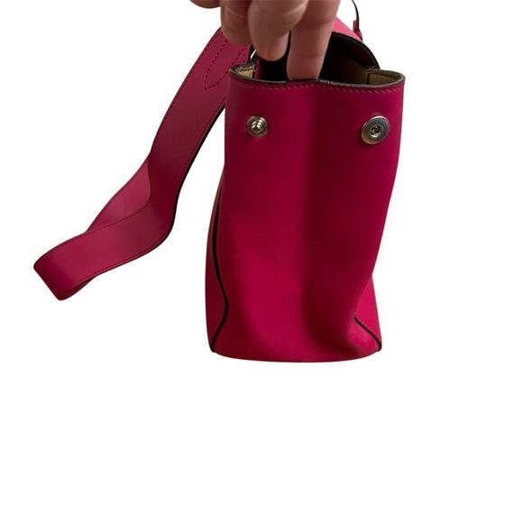 Bally Top Handle Leather Bag with Shoulder Strap “B” Turnlock Hot Pink Handbag - Picture 7 of 16
